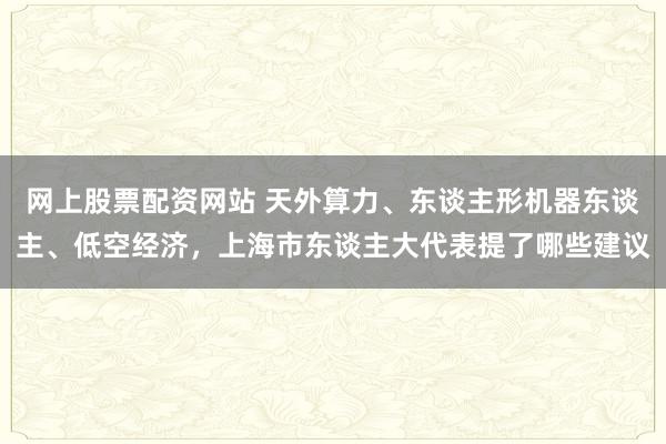网上股票配资网站 天外算力、东谈主形机器东谈主、低空经济，上海市东谈主大代表提了哪些建议