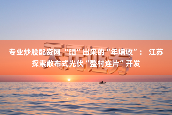 专业炒股配资网 “晒”出来的“年增收”： 江苏探索散布式光伏“整村连片”开发