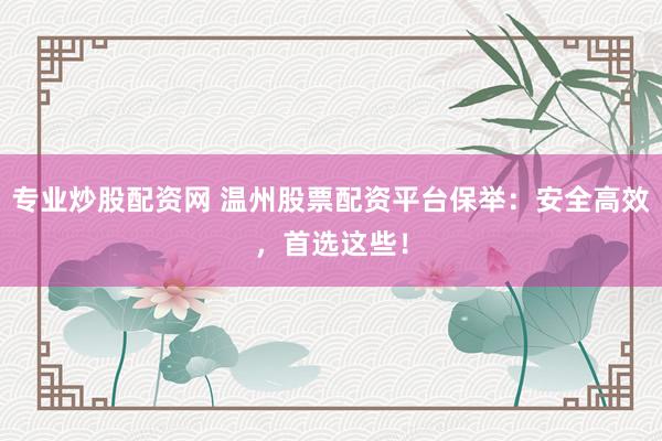专业炒股配资网 温州股票配资平台保举：安全高效，首选这些！