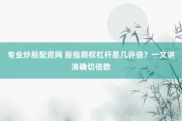 专业炒股配资网 股指期权杠杆是几许倍？一文讲清确切倍数