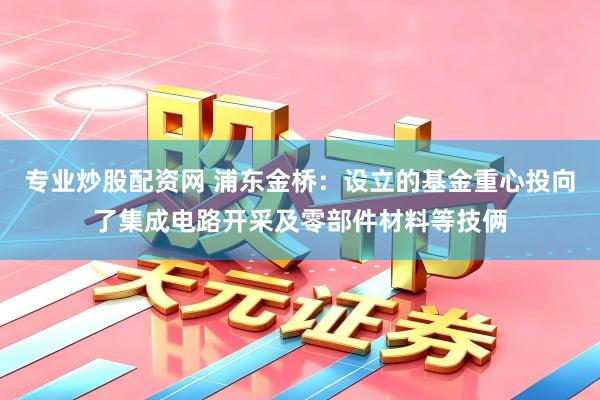 专业炒股配资网 浦东金桥：设立的基金重心投向了集成电路开采及零部件材料等技俩