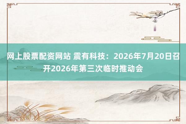 网上股票配资网站 震有科技：2026年7月20日召开2026年第三次临时推动会