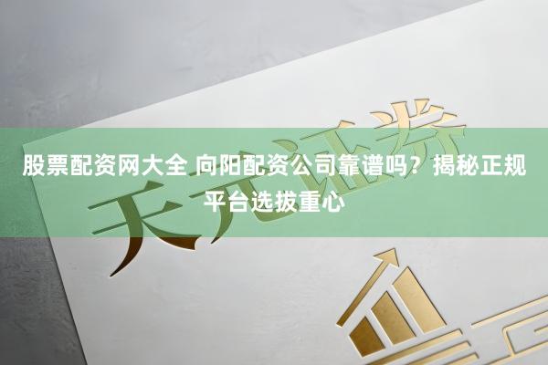 股票配资网大全 向阳配资公司靠谱吗？揭秘正规平台选拔重心
