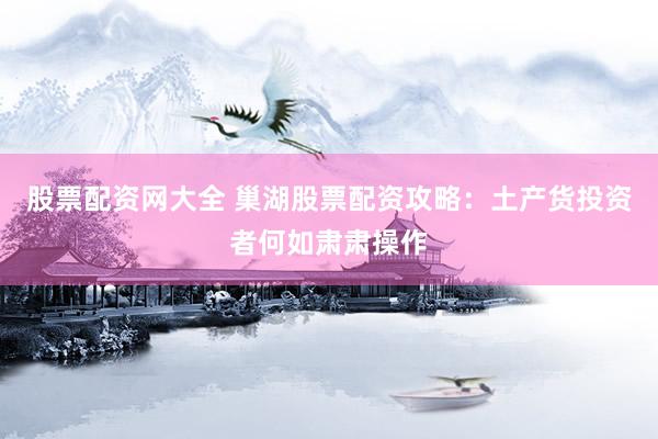 股票配资网大全 巢湖股票配资攻略：土产货投资者何如肃肃操作
